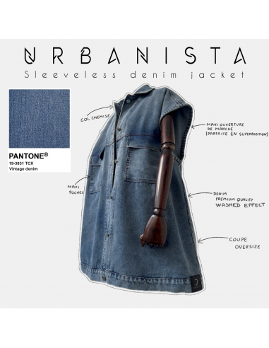 Veste en jean sans manches "URBANISTA SLEEVELESS DENIM JACKET" - DAILY DRESS online