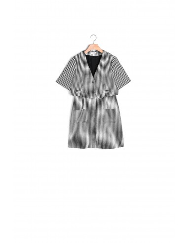 Robe courte en tweed pied de poule Amélioration de cerveau avec